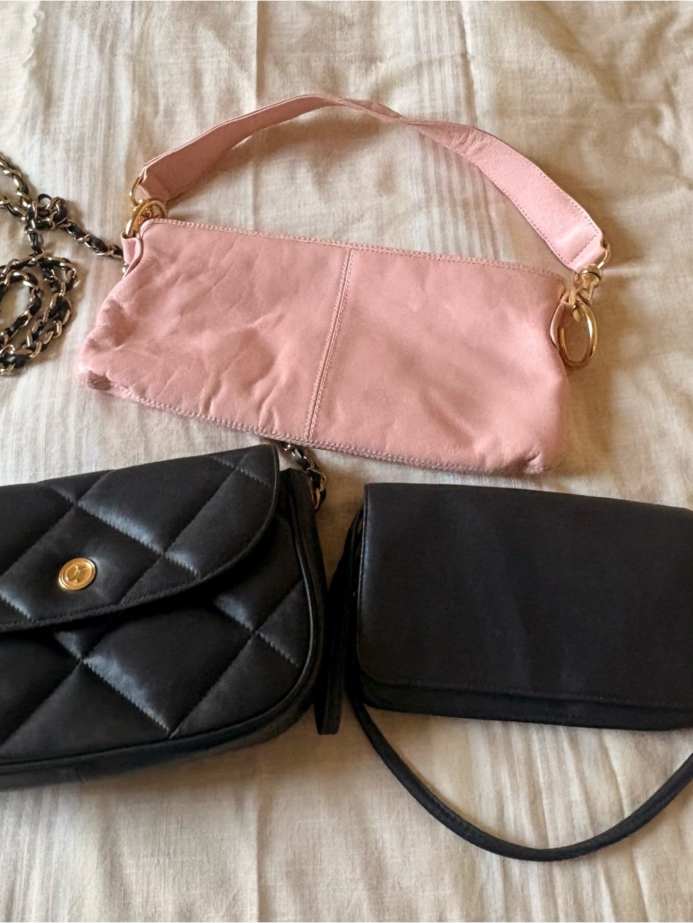 Lot 3 Vintage Handbags George Georgiou CB Collections Pink Leather
